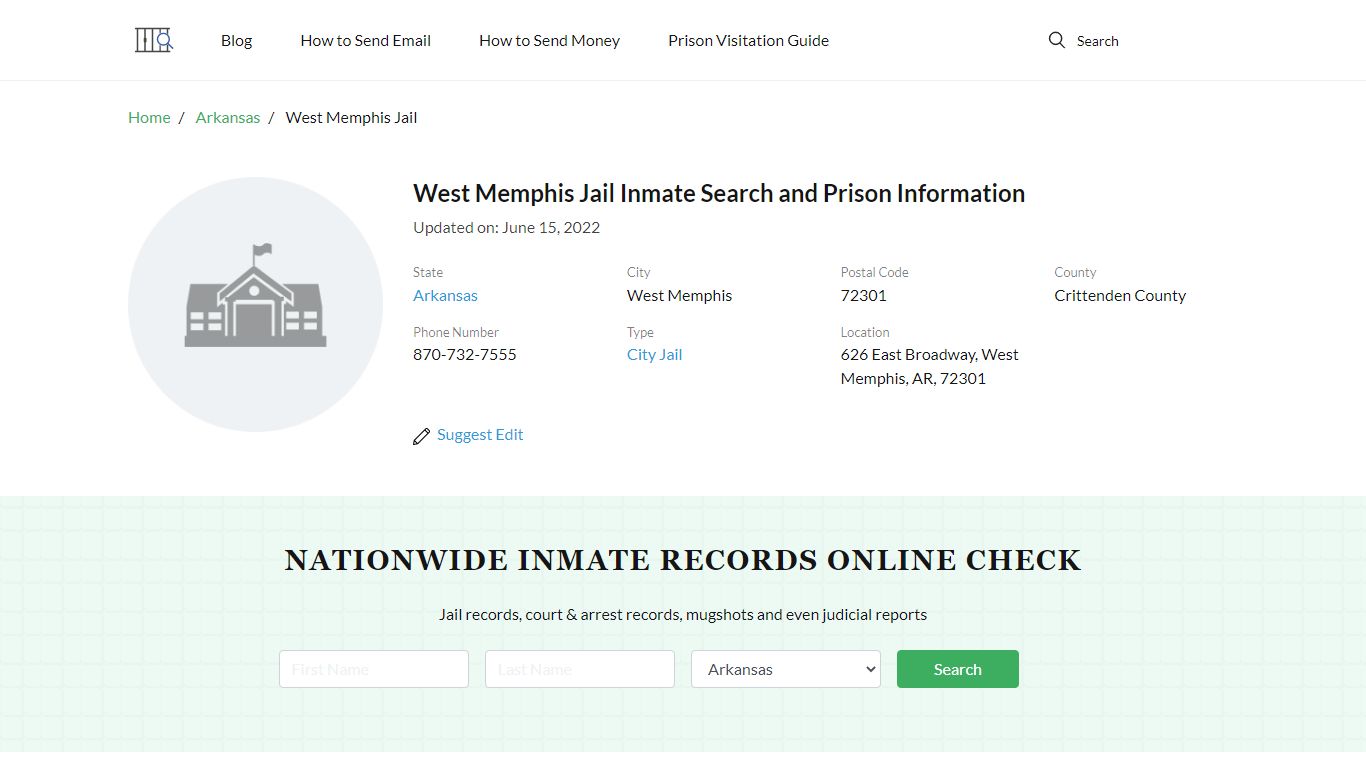 West Memphis Jail Inmate Search, Visitation, Phone no ...