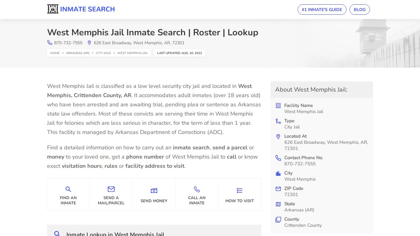 West Memphis Jail Inmate Search | Roster | Lookup